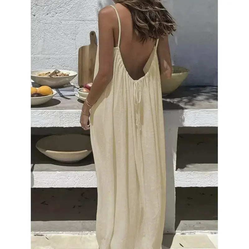 New Arrival Women's Strapless Backless Long Loose Home Dress Comfortable Sleepwear Casual Maxi Dress