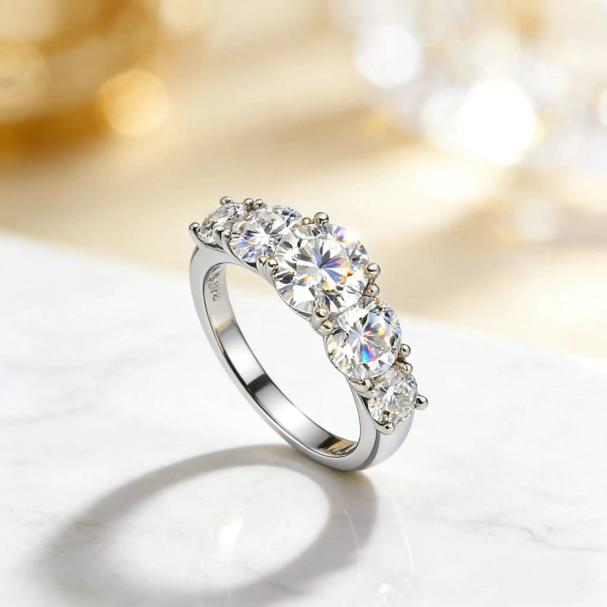 Round Moissanite Ring in Sterling Silver Stackable — product view 5