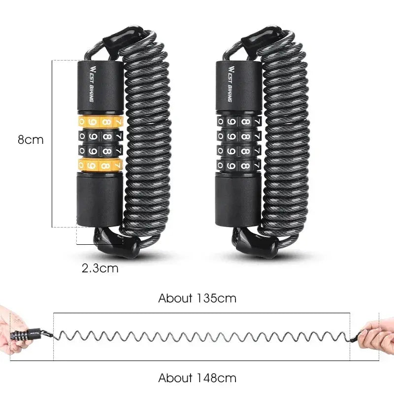 West Biking Portable Anti Theft Combination Lock For Bikes