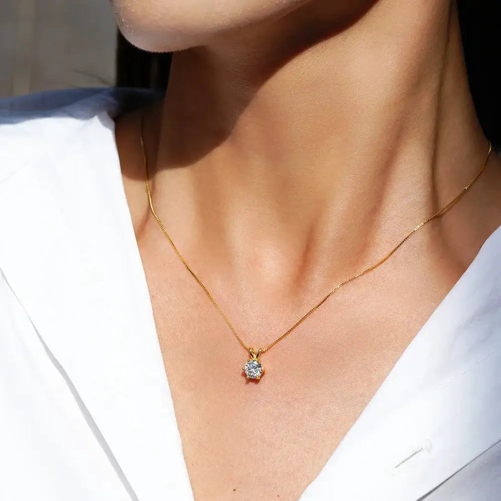 Moissanite Pendant Necklace in Sterling Silver Carat — product view 4