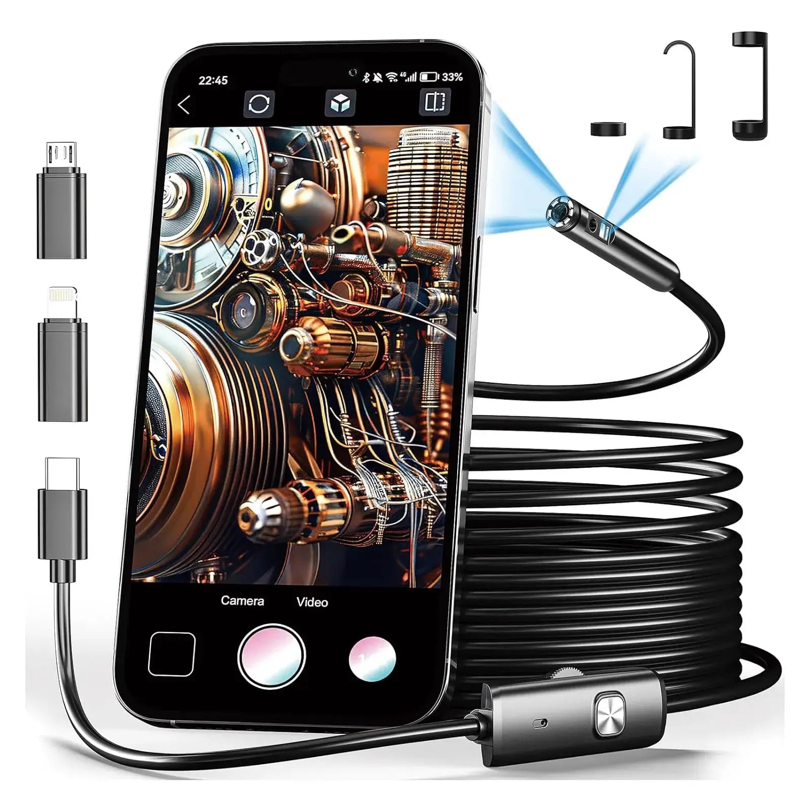 8mm 1080P Car Endoscope Boroscope For iPhone Android Type C - Plug And Play - stepyours.com
