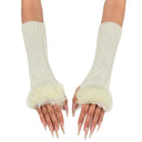Faux Fur Trim Fingerless Mitts
