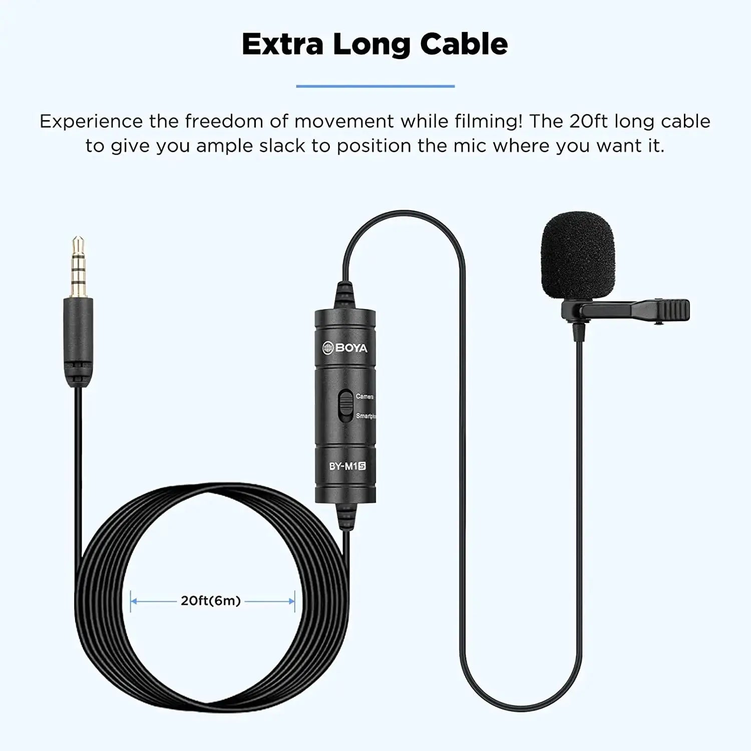 BOYA BY-M1S Lavalier Lapel Microphone for iPhone Mobile Smartphone PC Computer Android DSLR Cameras Youtube Live Streaming Vlog