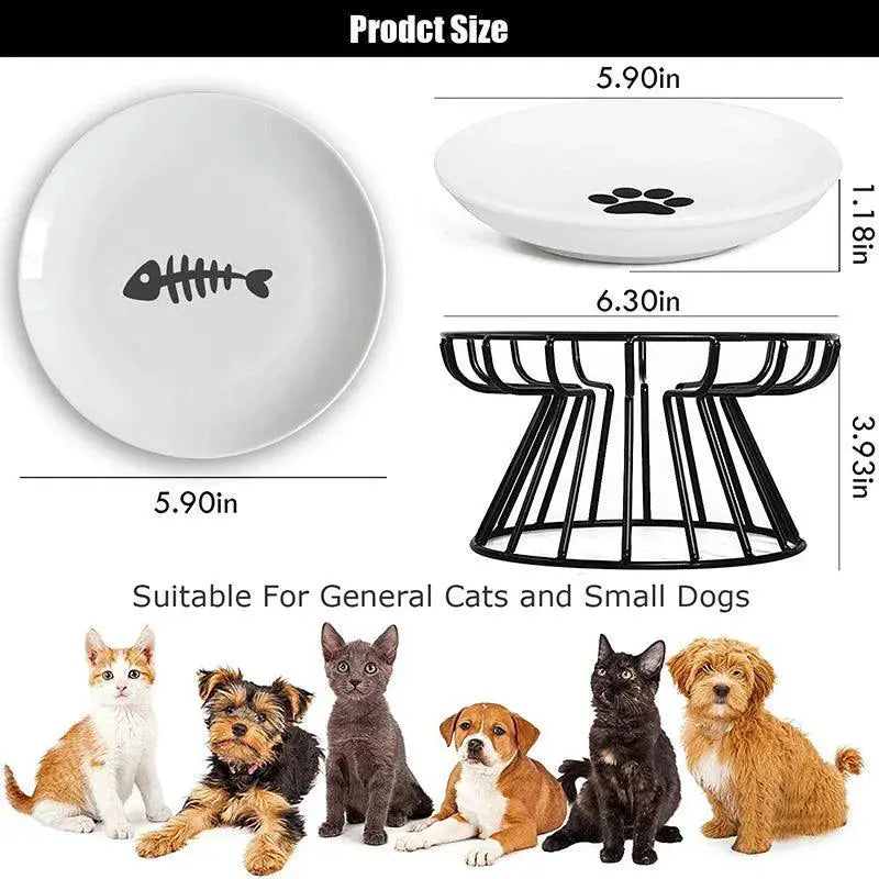 Elevated Ceramic Pet Feeder With Metal Stand For Meals