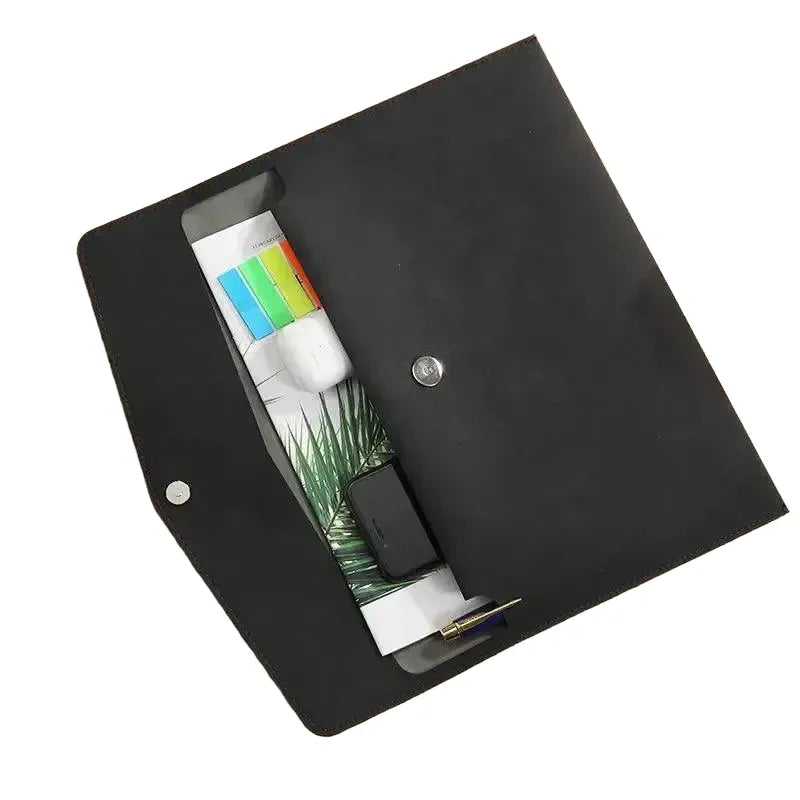 Leather Organizer Bag Keeps Papers — Black