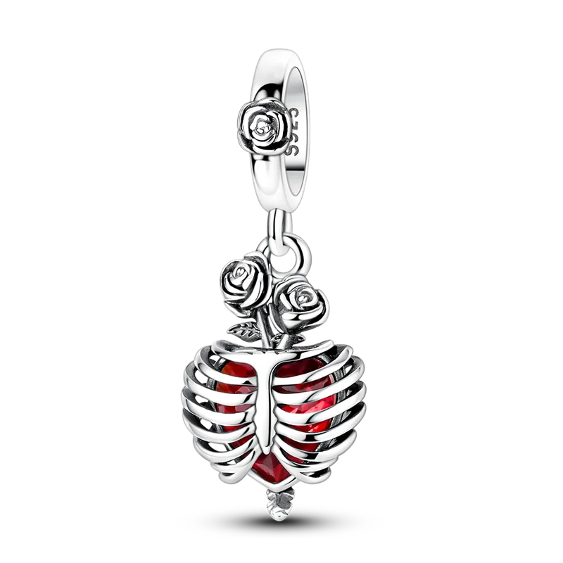 Halloween Skull Charm Bead Sterling