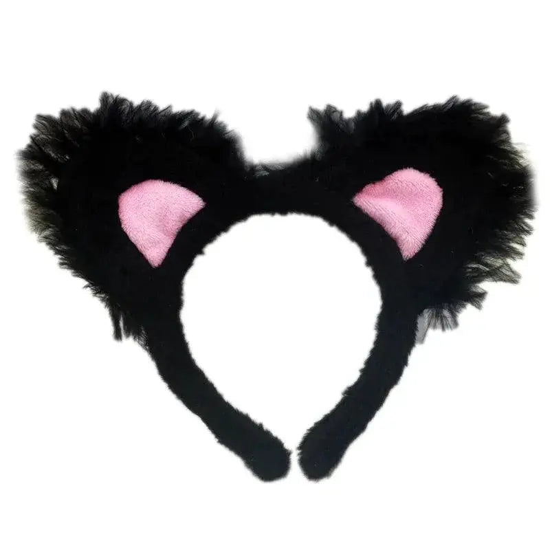 Playful Plush Cat Ears Headband for Makeup and Skincare