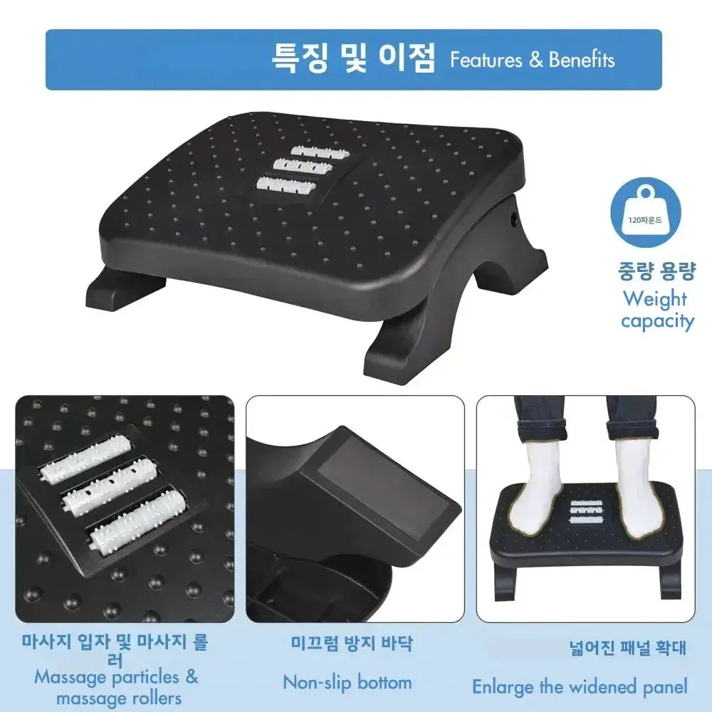 Ergonomic Under Desk Footrest With Massage Rollers Leg Rest - OurLum.com