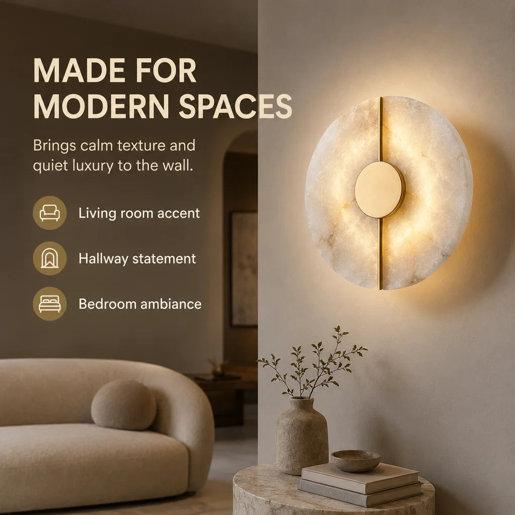 Modern Alabaster LED Wall Sconce — product view 4