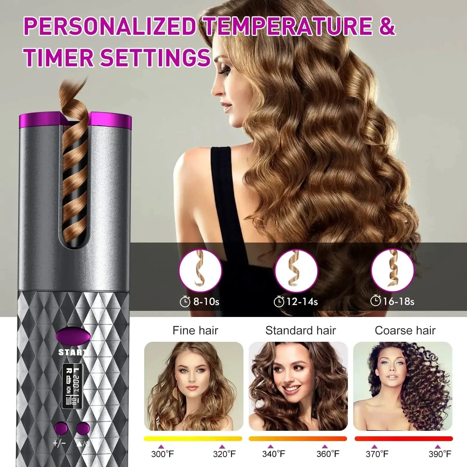 Cordless USB Rechargeable Curling Iron Portable Hair Curler
