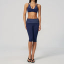Yoga Set Women Fold Over Waist Capri Leggings