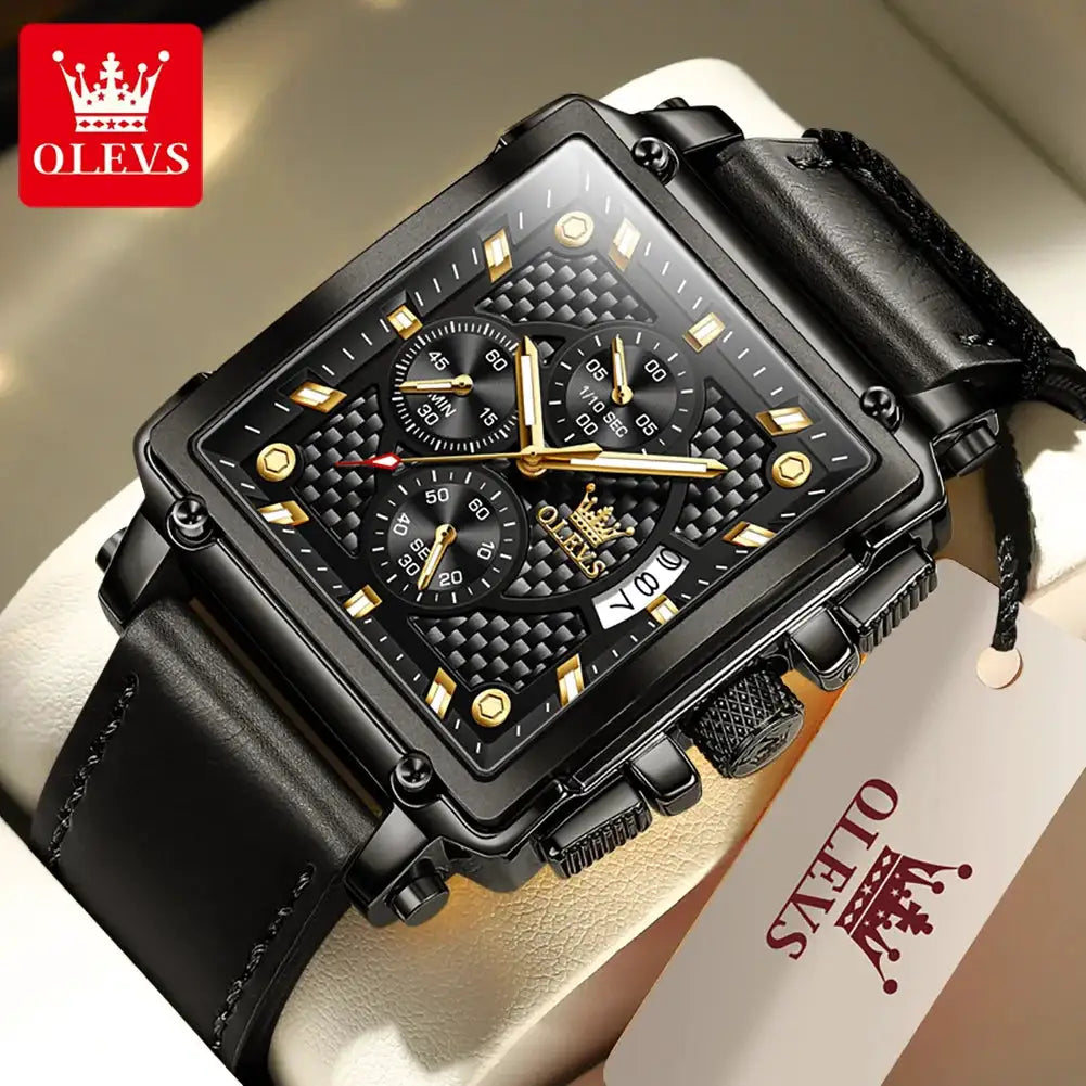 Olevs Square Leather Watch For Men — product image 11