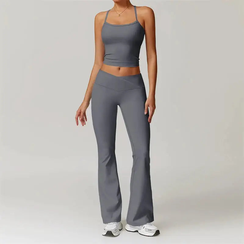 2 Piece Yoga Clothes Women's Tracksuit Athletic Wear Pilates Fitness Suit Gym Workout Sets Push Up Sports Bra Leggings Suit
