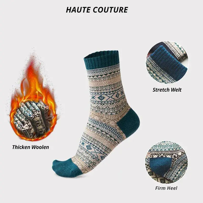 Mens Wool Socks Winter Warmth Retro Style Vibrant Cozy