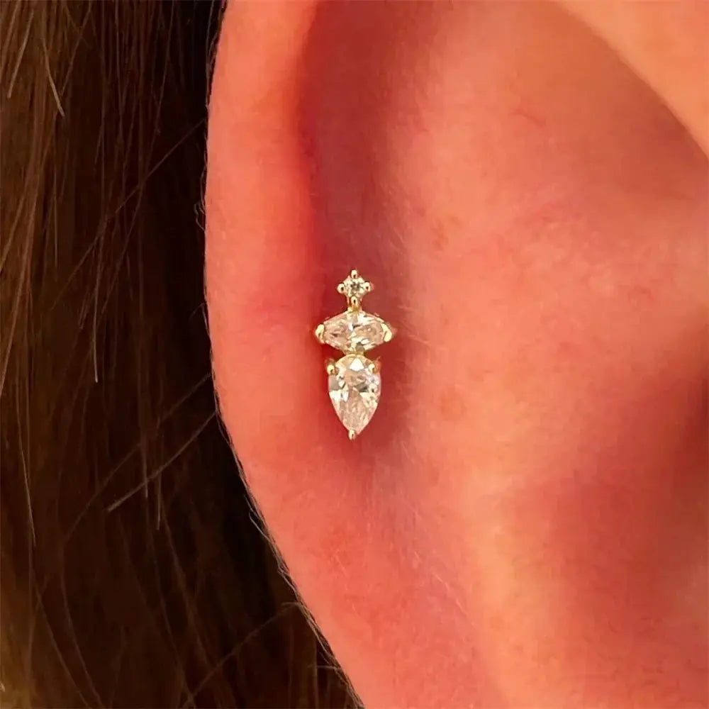 Aide 925 Sterling Silver Heart Earrings Zircon Push Back