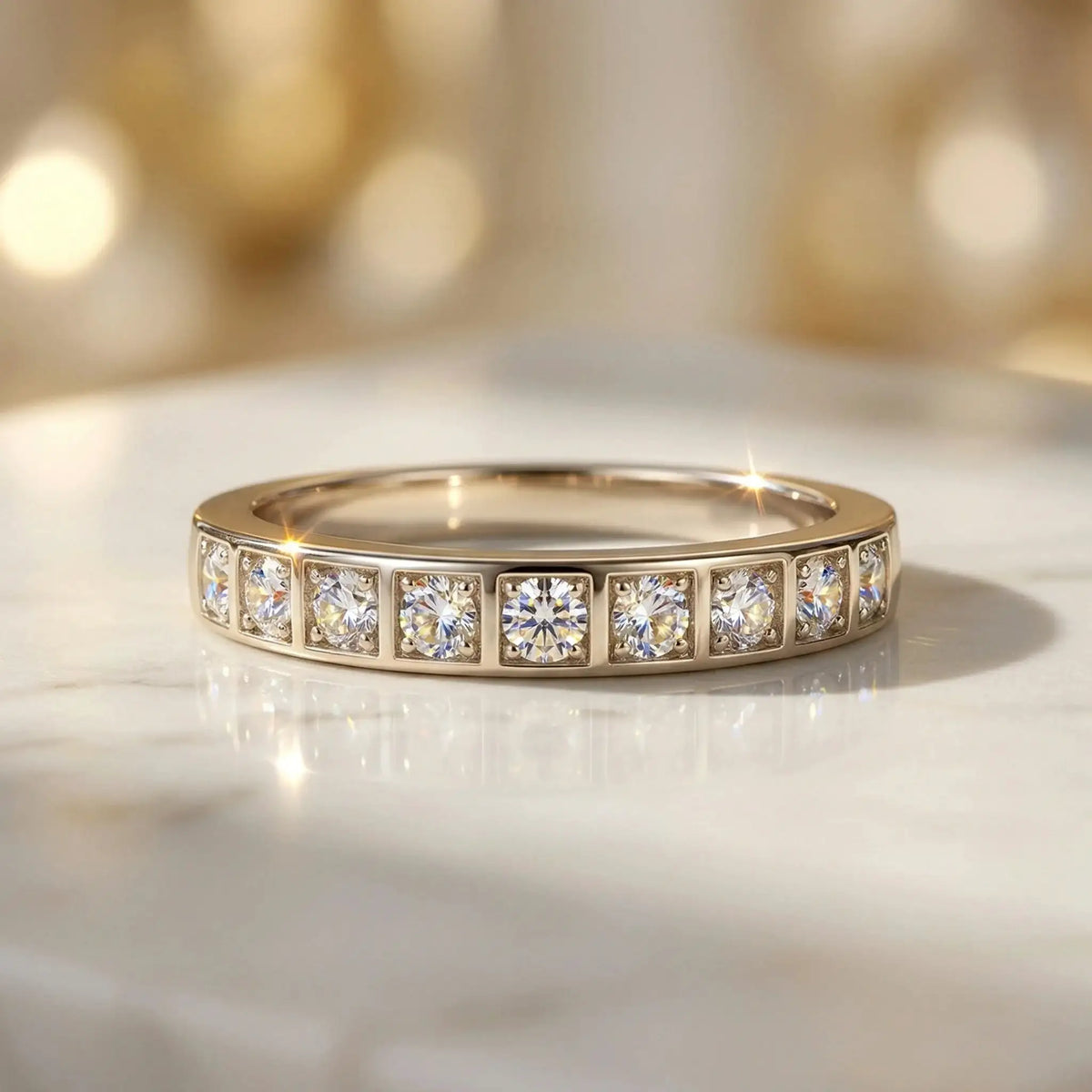 Moissanite Ring in Sterling Silver Minimalist — product view 3