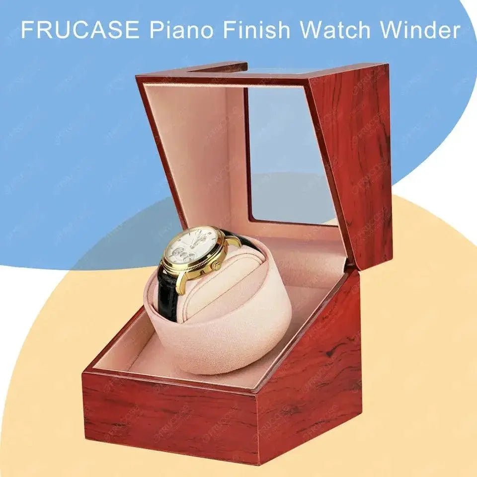 Frucase Wooden Watch Winder Silent Motor Dual Power Solution