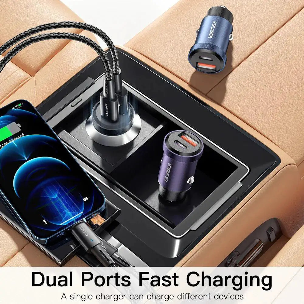 Essager 30W USB Car Charger Fast Charge for iPhone Samsung