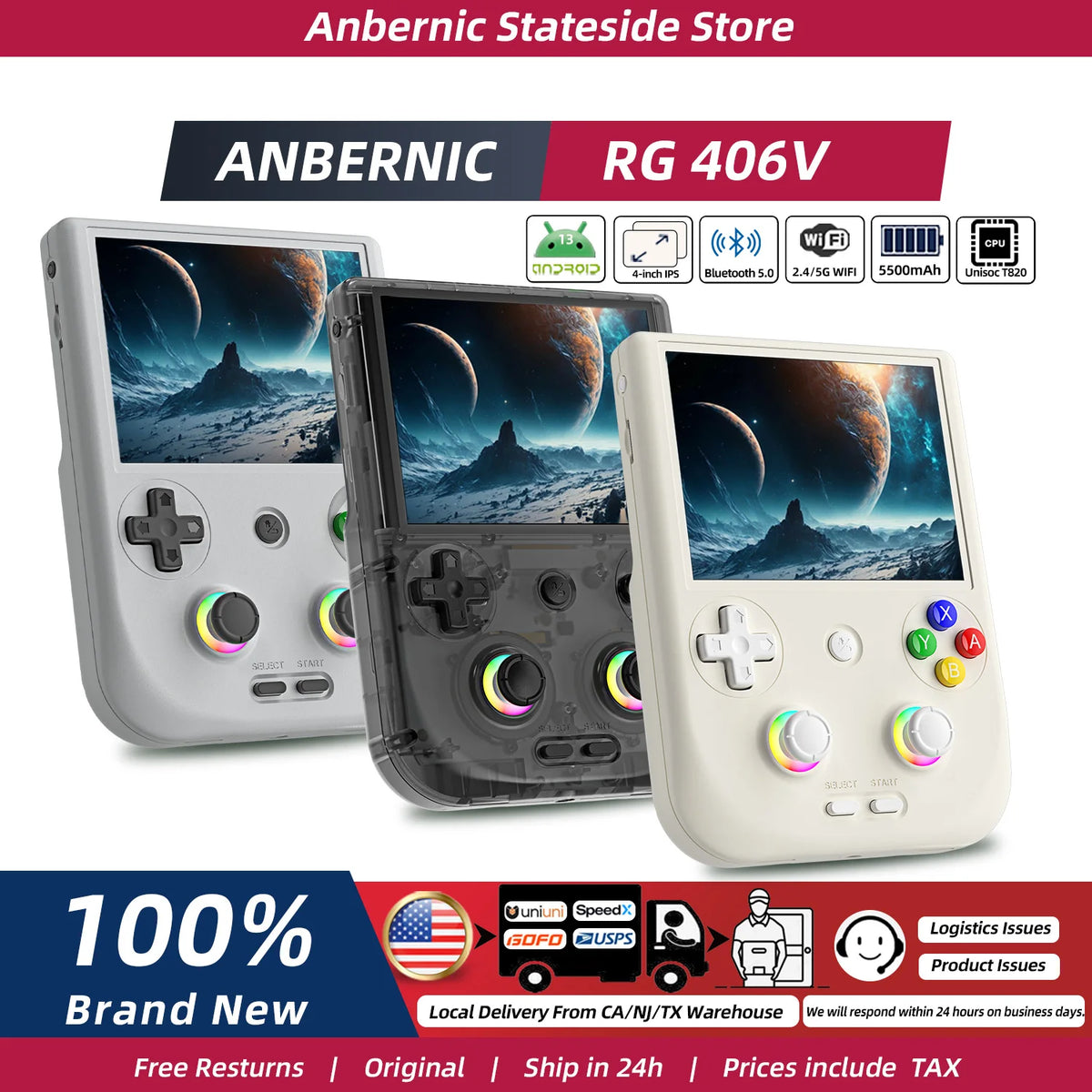 ANBERNIC Portable Game Console ’’ IPS Touch Screen Android Unisoc — product view 1