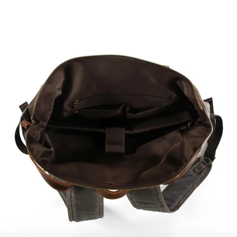 Nesitu Vintage Coffee Grey A4 Waxed Canvas Genuine Leather 14 15.6 16'' Laptop Women Men Backpack Hiking Travel Bag Duffel M6146