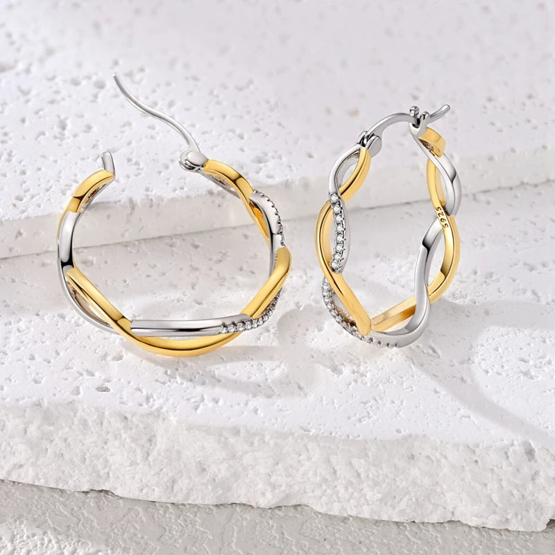 Hoop Earrings Sterling Silver Cz