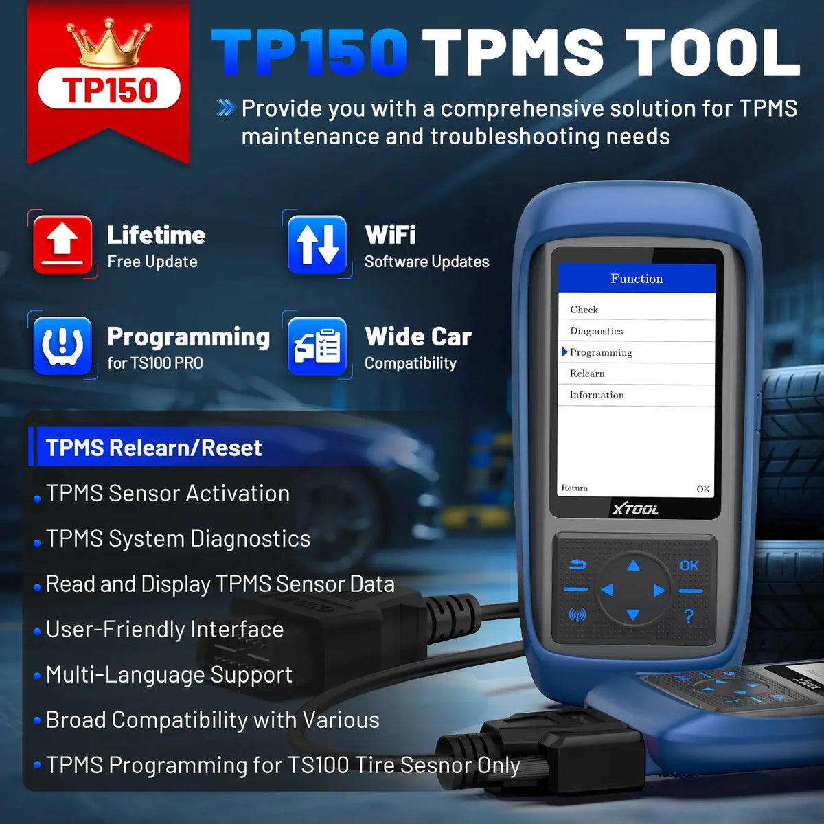 XTOOL TP150 WIFI TPMS Programming Diagnostic Tool Activate All Sensor Work On 315 433MHz Tire Pressure Monitor Read Clear DTCs