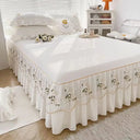 Lace Washed Cotton Bed Skirt Twin Queen Size Bedspread Set