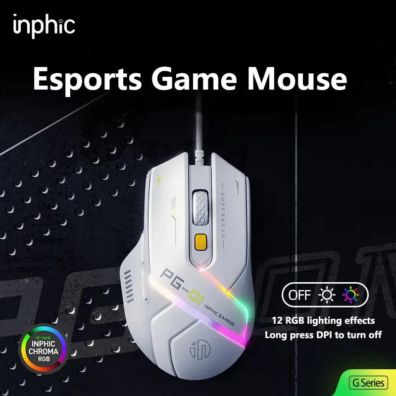 Inphic PG1 PG9 RGB Wired Gaming Mouse Ergonomics 1000Hz Polling Rate Stable Connection For Desktop And Laptop Computers