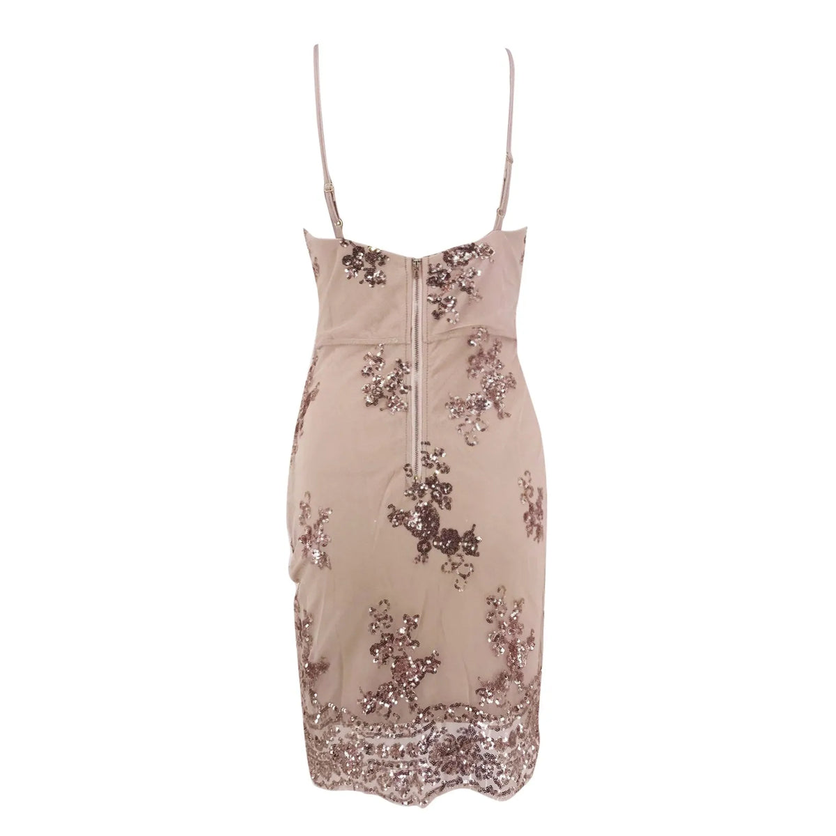 Sheer Plunging Sequin Mini Dress