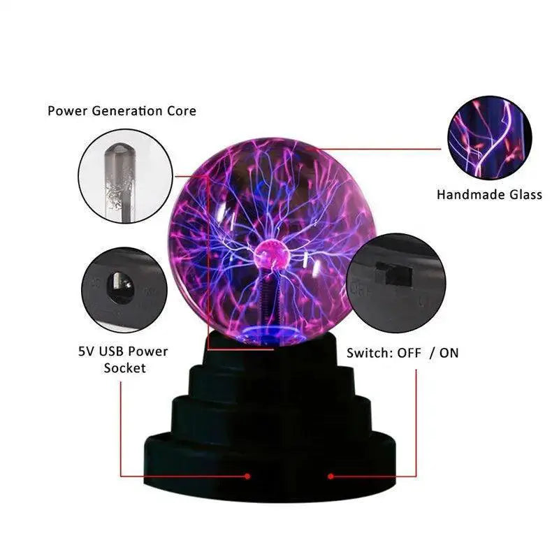 Touch Activated Plasma Ball Lamp Night Light For Kids