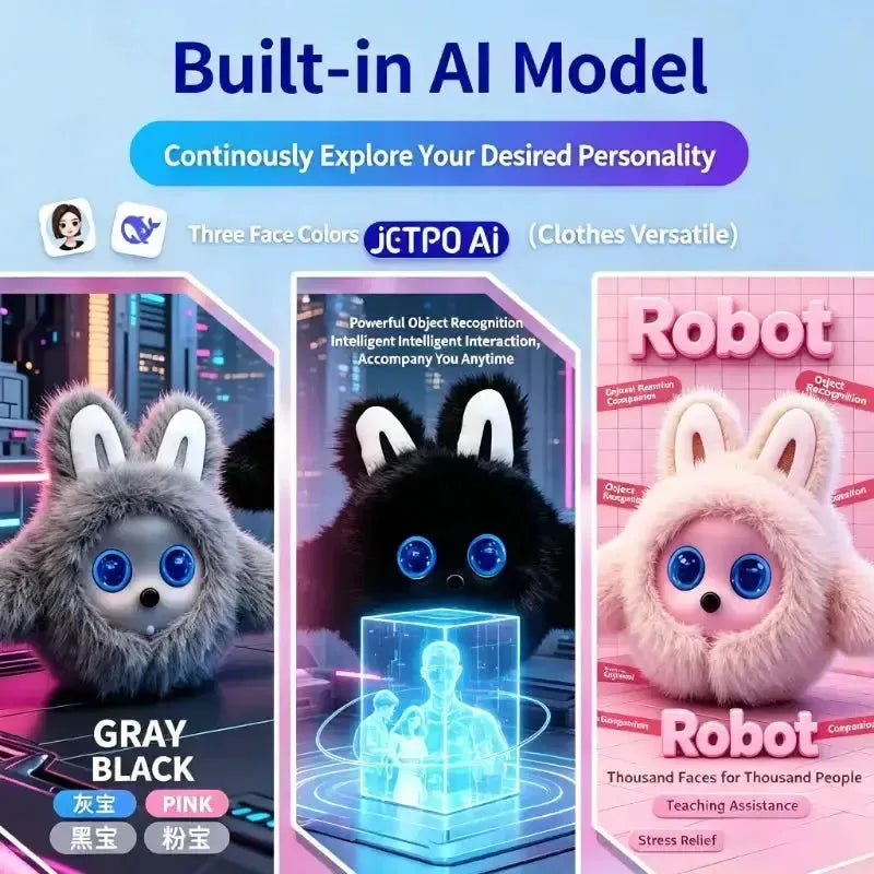 Emotion AI Pet Robot Toy Voice Chat And Gesture Control 4.3 Inch Desk Companion