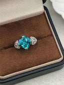 Blue Square Moissanite Engagement Ring