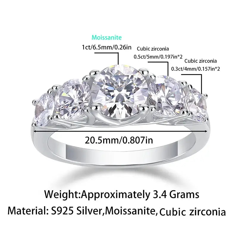 Round Moissanite Ring in Sterling Silver Stackable — product view 6