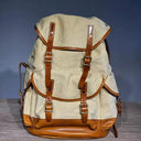 Vintage Cowhide Canvas Backpack 36L