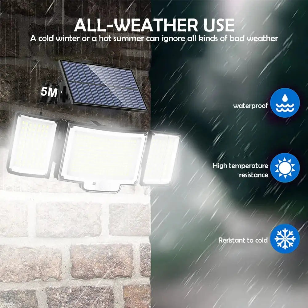 Solar Lights Outdoor 366/400/318 LED Motion Sensor Security Lights IP65 Waterproof Solar Powered Flood Lights for Garden Yard