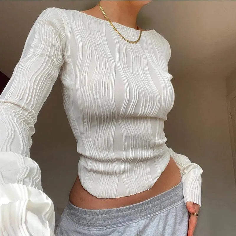 Autumn Vibes Ruched Tee Y2K Street Style Essential