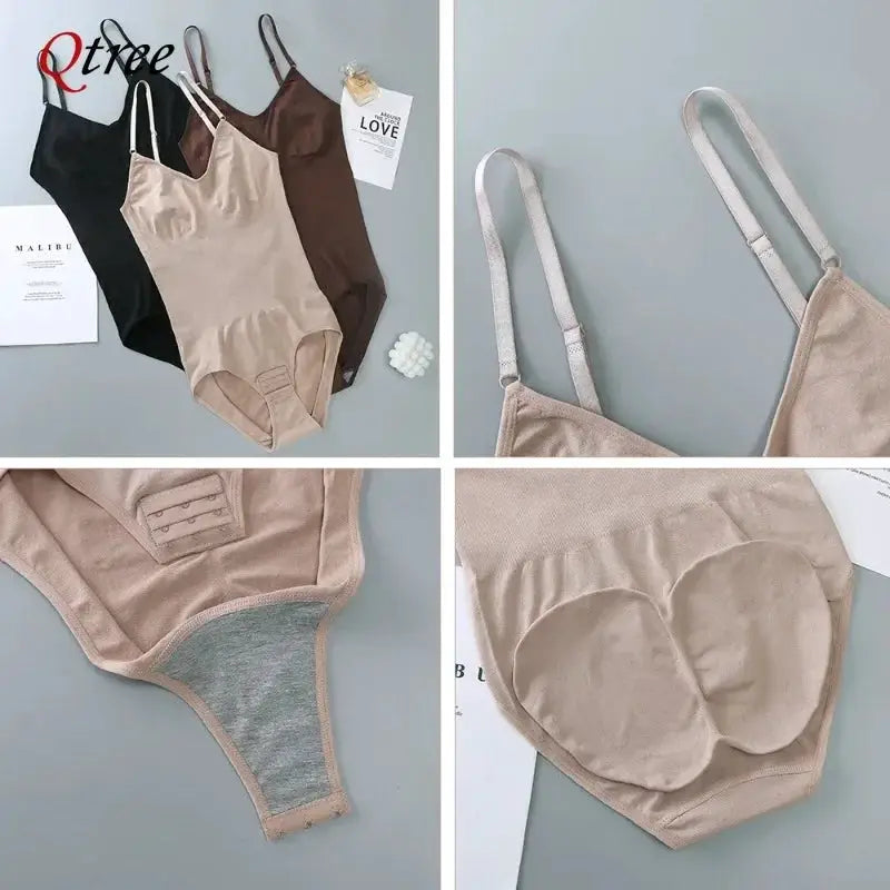 Qtree Plus Size Tummy Control Bodysuit Slimming Shapewear