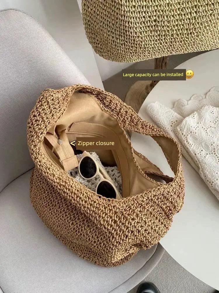 Seaside Chic Elegant Weaving Summer Straw Shoulder Bag