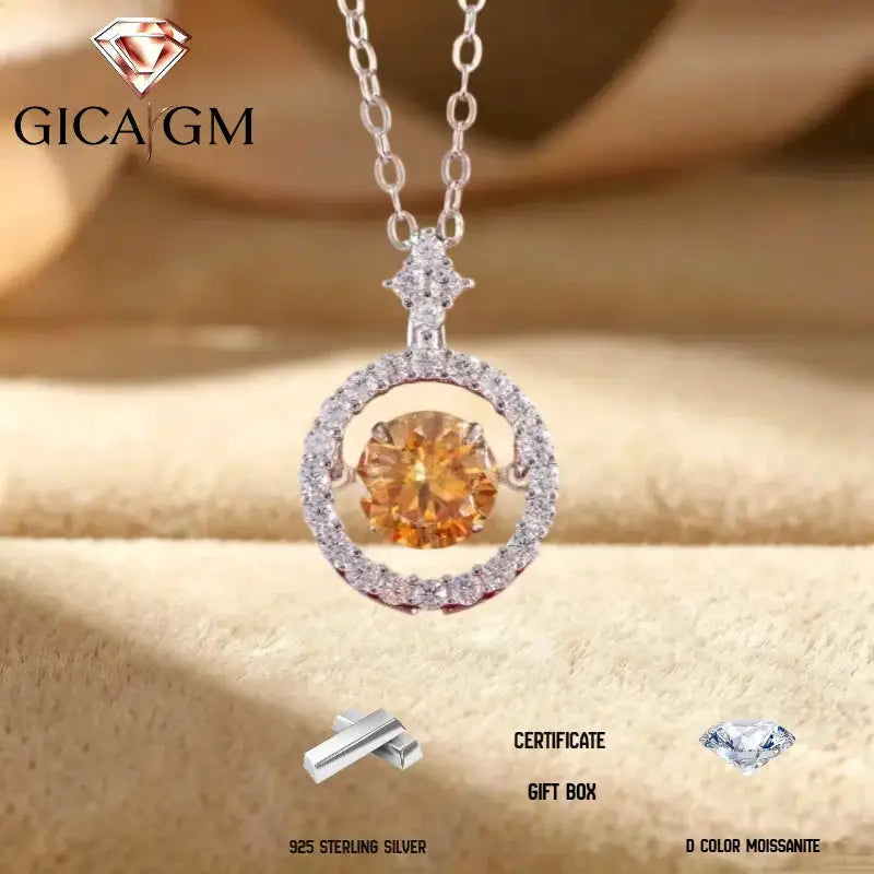 1.0-Carat D VVS1 Moissanite Pendant Necklace, Adjustable 925 Sterling Silver Ideal Valentine's Day Gift for Women Mother's Day