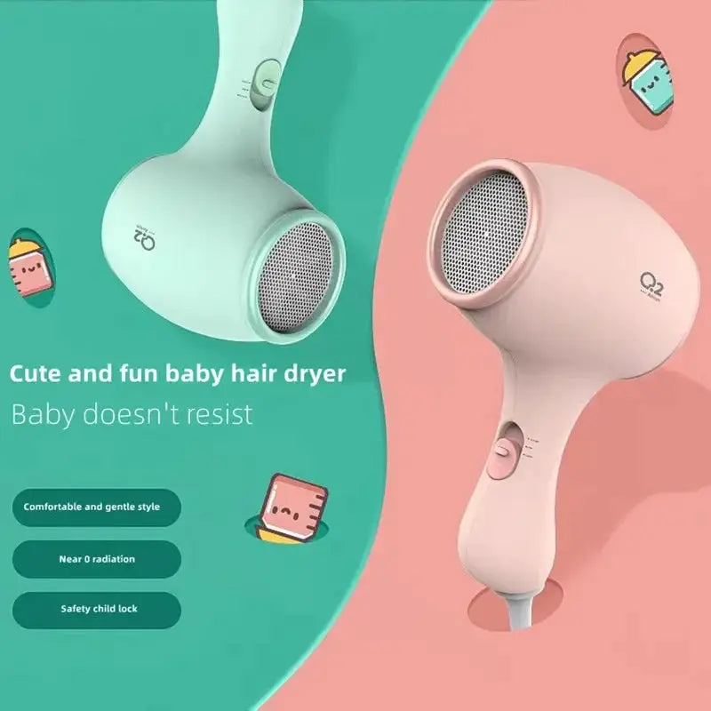 Upgrade Q2 Kids Hair Dryer Silent Safe Use Compact