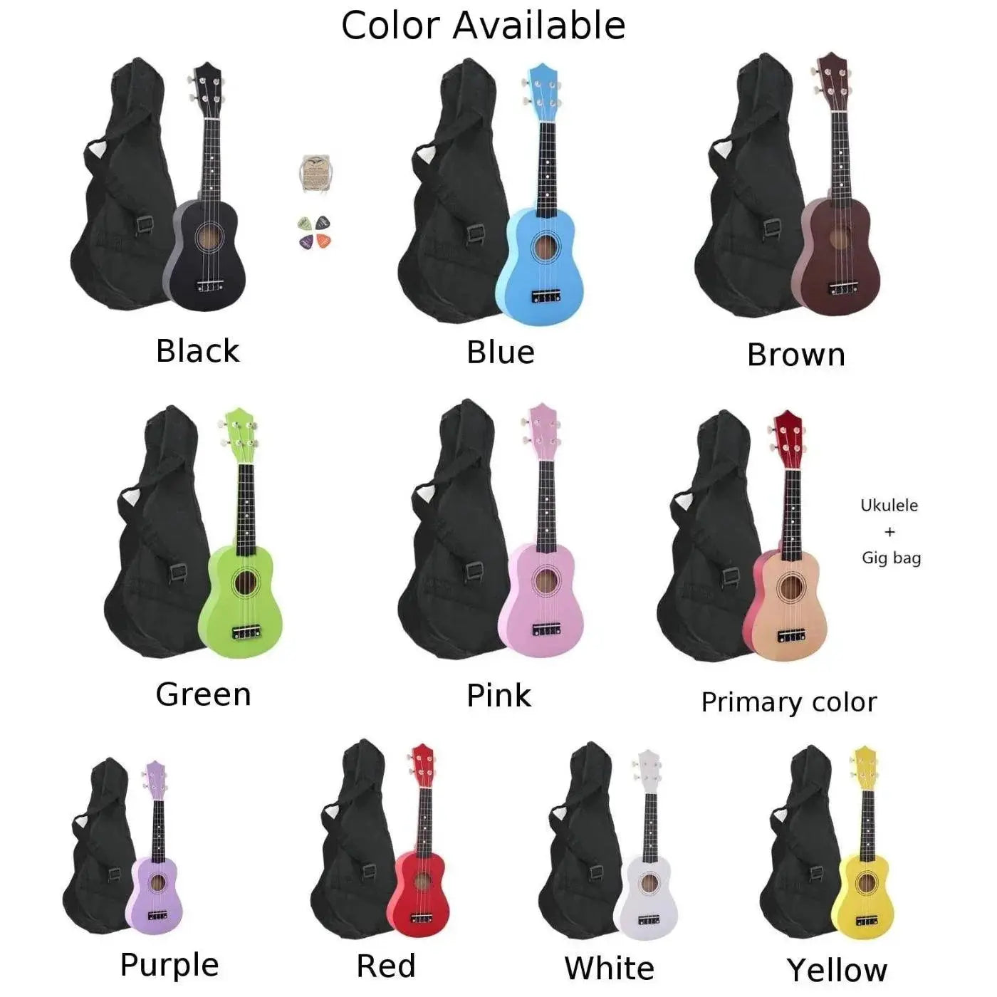 21 Inch Wood Ukulele 4 Strings For Kids Gift Multi Color