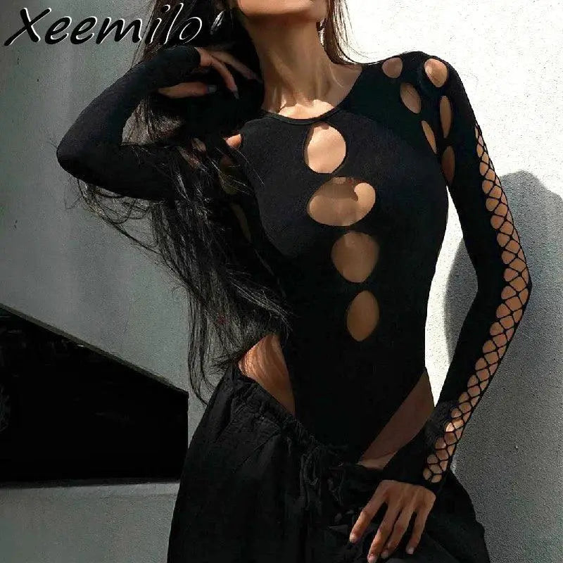 Sultry Chic Punk Bodysuit For Bold Women Rebel Fashion