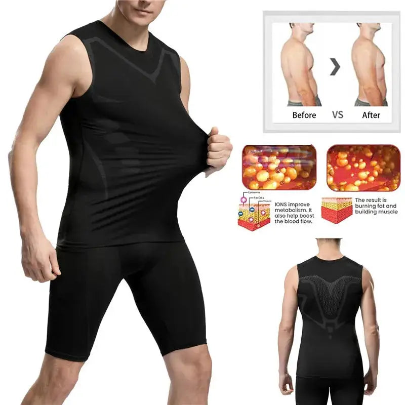 Mens Ice Silk Compression Shaping Vest Slimming Tank — product view 11