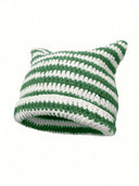 Y2K Striped Knit Winter Hat
