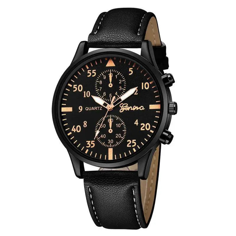 Luxury Mens Leather Watch Set Four Piece For Elegant Style