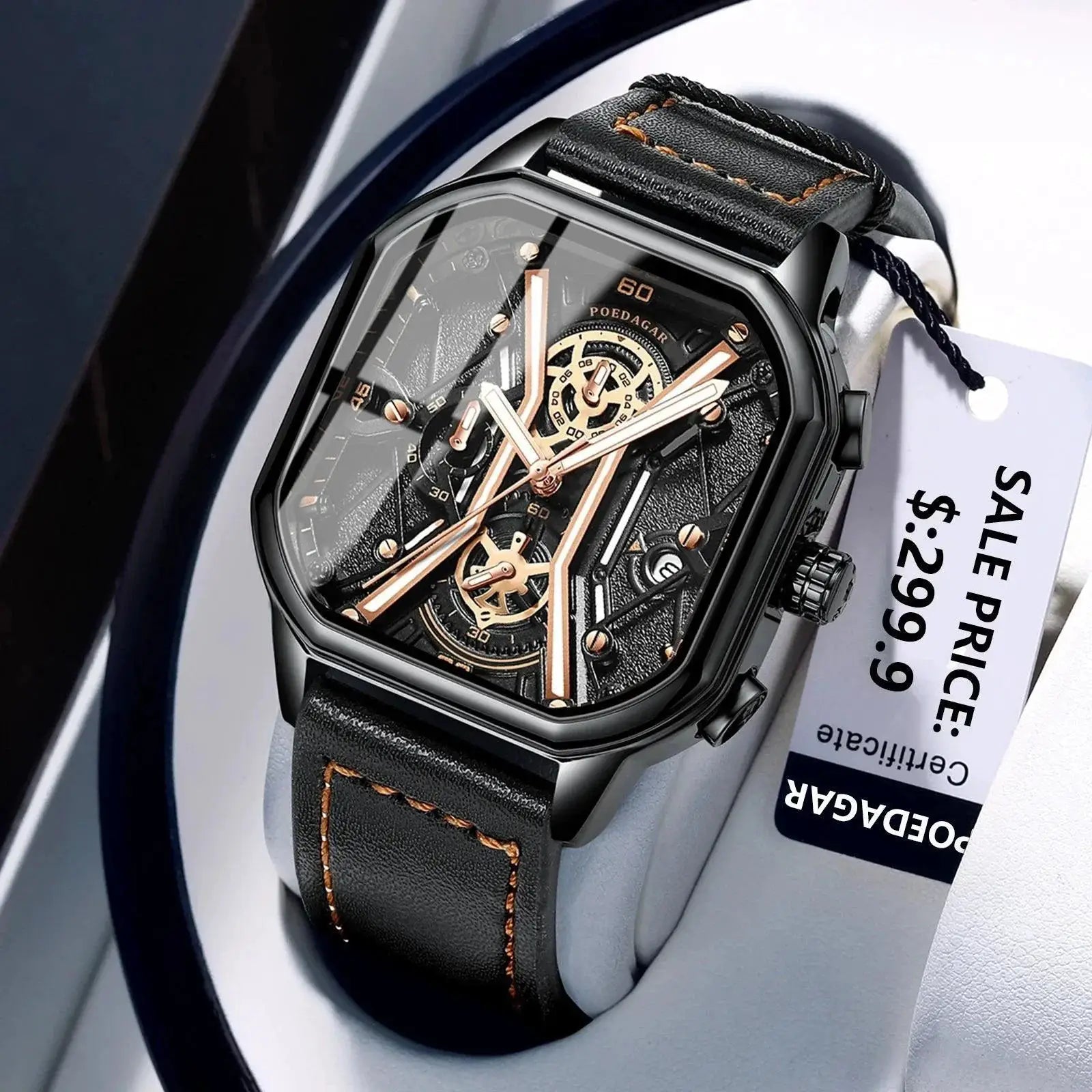 Chronograph Leather Watch Stylish Precision Timepiece