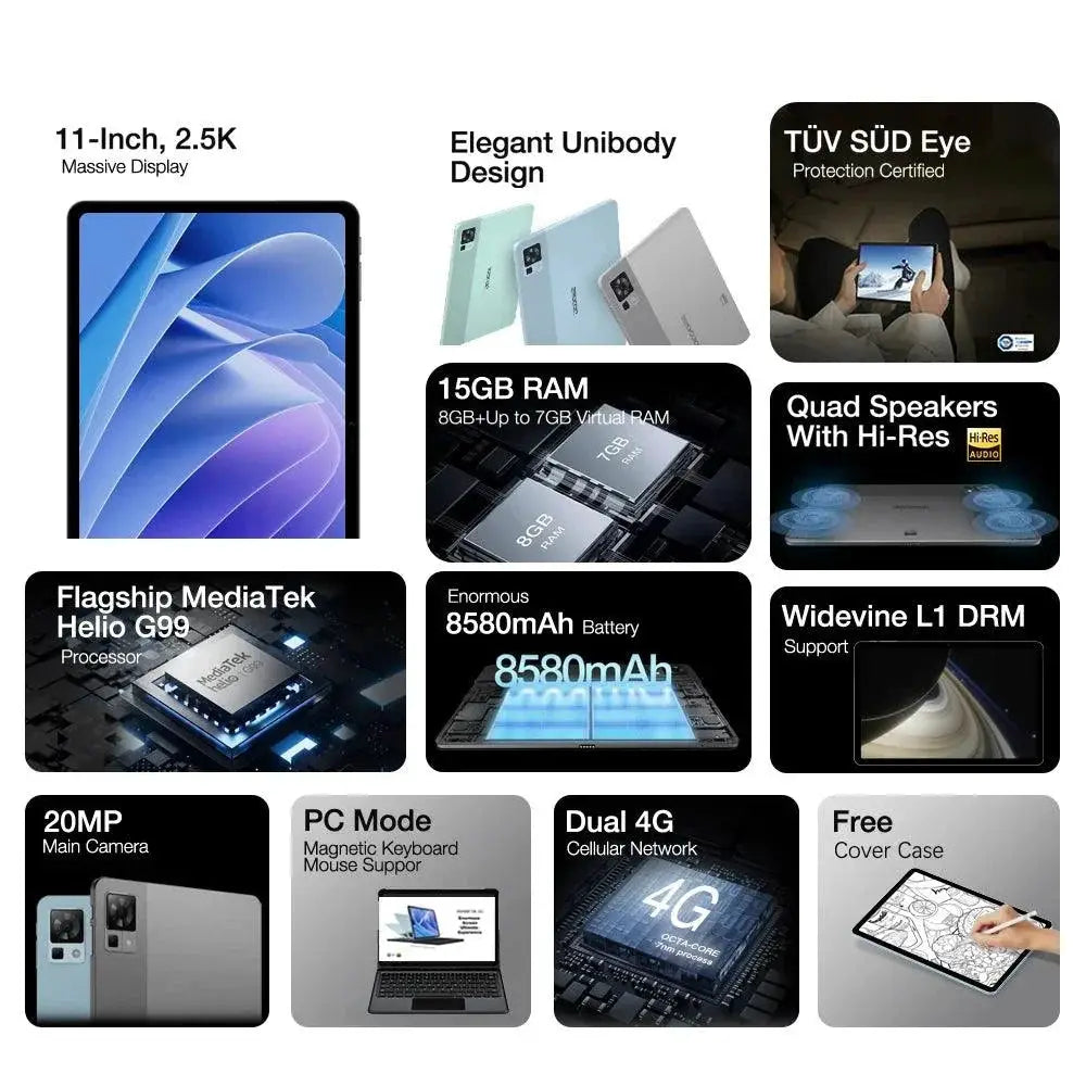 Doogee T30 Pro 11 Inch Tablet 2.5K 8GB RAM 256GB Storage