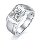Men's Sterling Silver Silver Moissanite Ring