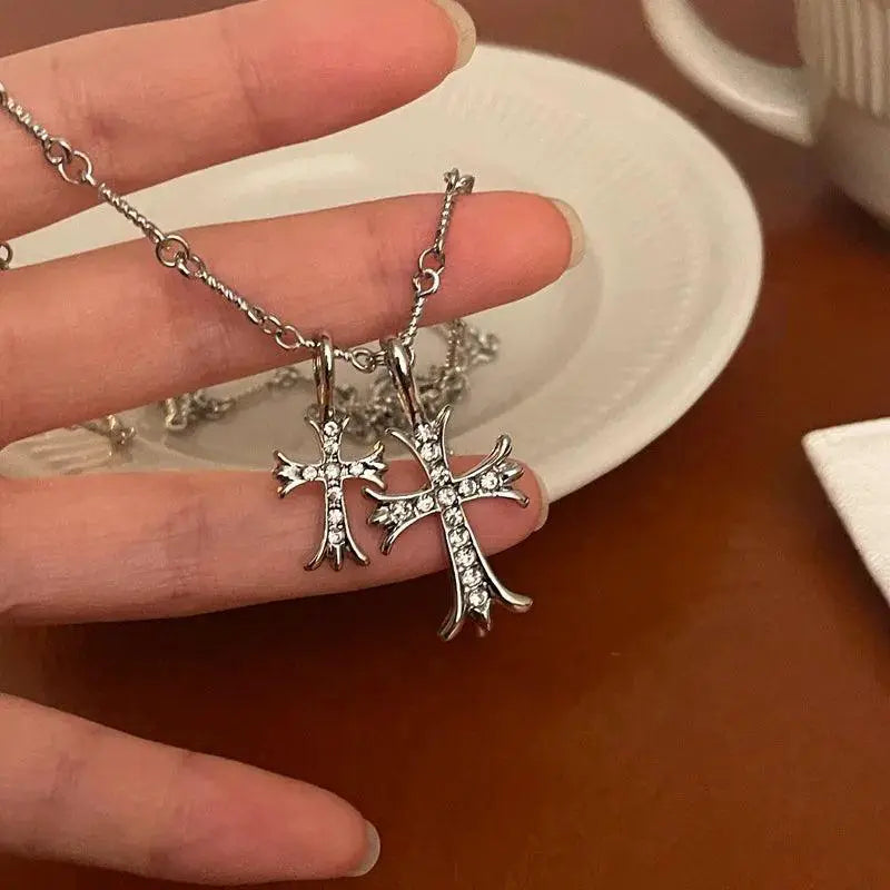 Spider Halloween Pendant Cross Chain Necklace Gothic Gift
