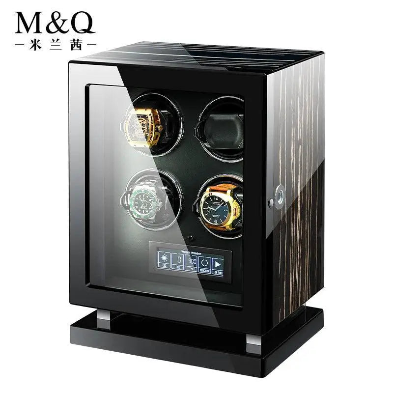 Luxury Biometric Wood Watch Winder for Secure Storage